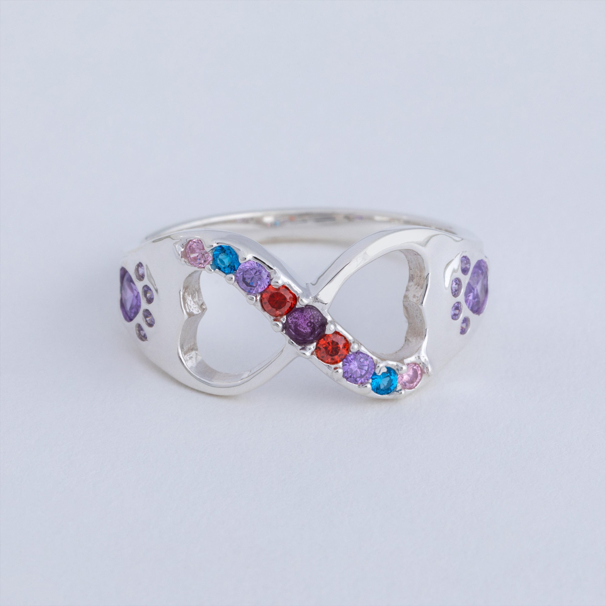 Rainbow Bridge Infinity Paw Print Sterling Ring、mySite、camillekostekn