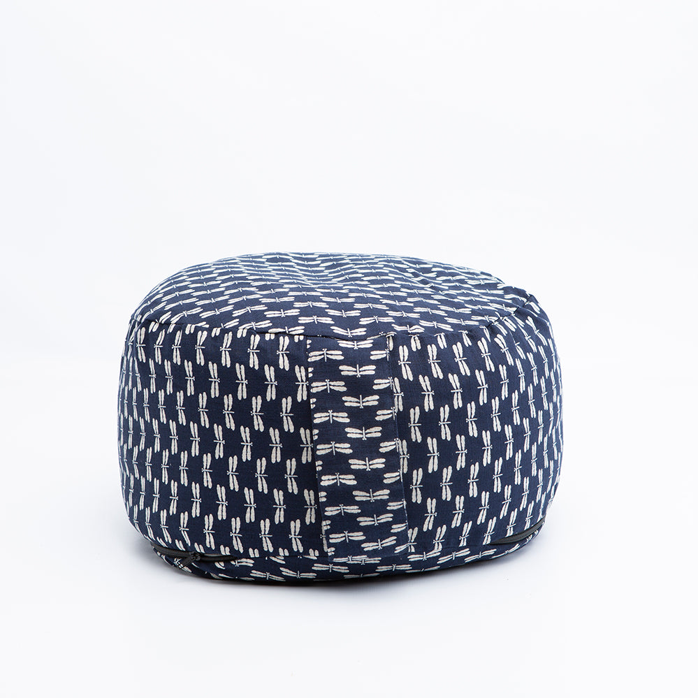Navy Dragonfly Print Buckwheat Hull Zafu、mySite、topwebapps