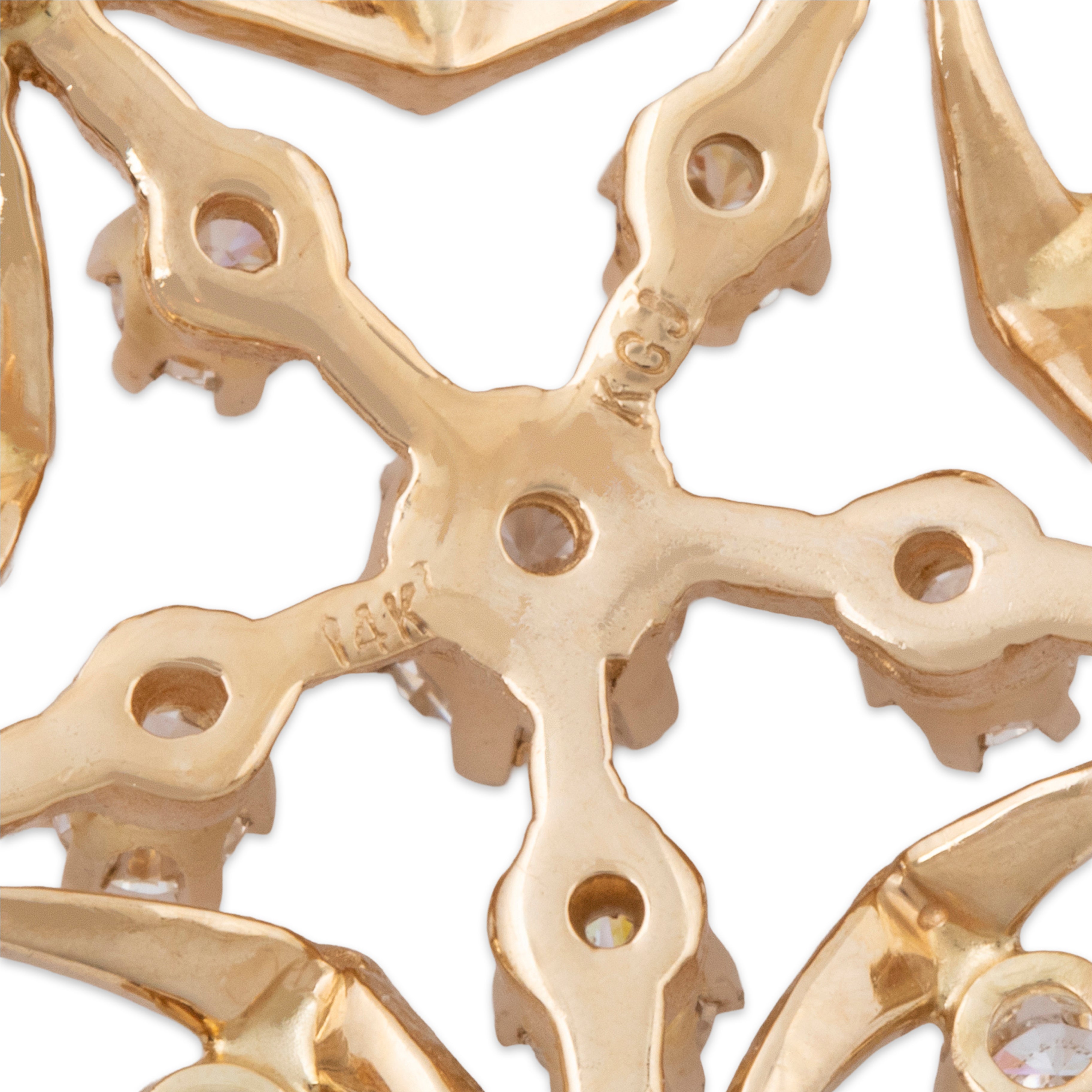 Vintage Large 14k Yellow Gold 1.55cttw Diamond Brilliant Star Pendant / Pin、mySite、hinf8tx79