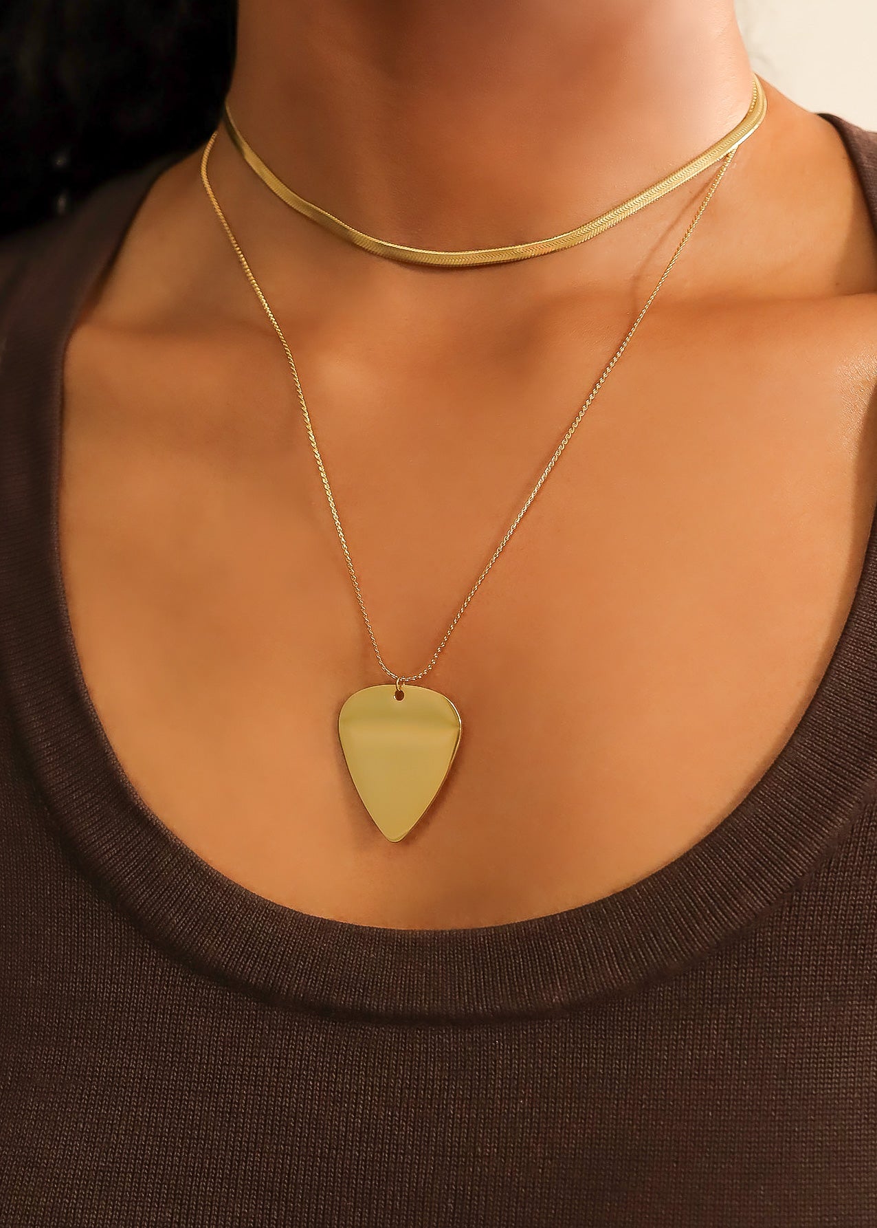 18K Gold PVD Blank Stainless Steel Guitar Pick Pendant / SBB0103、mySite、dreamappss