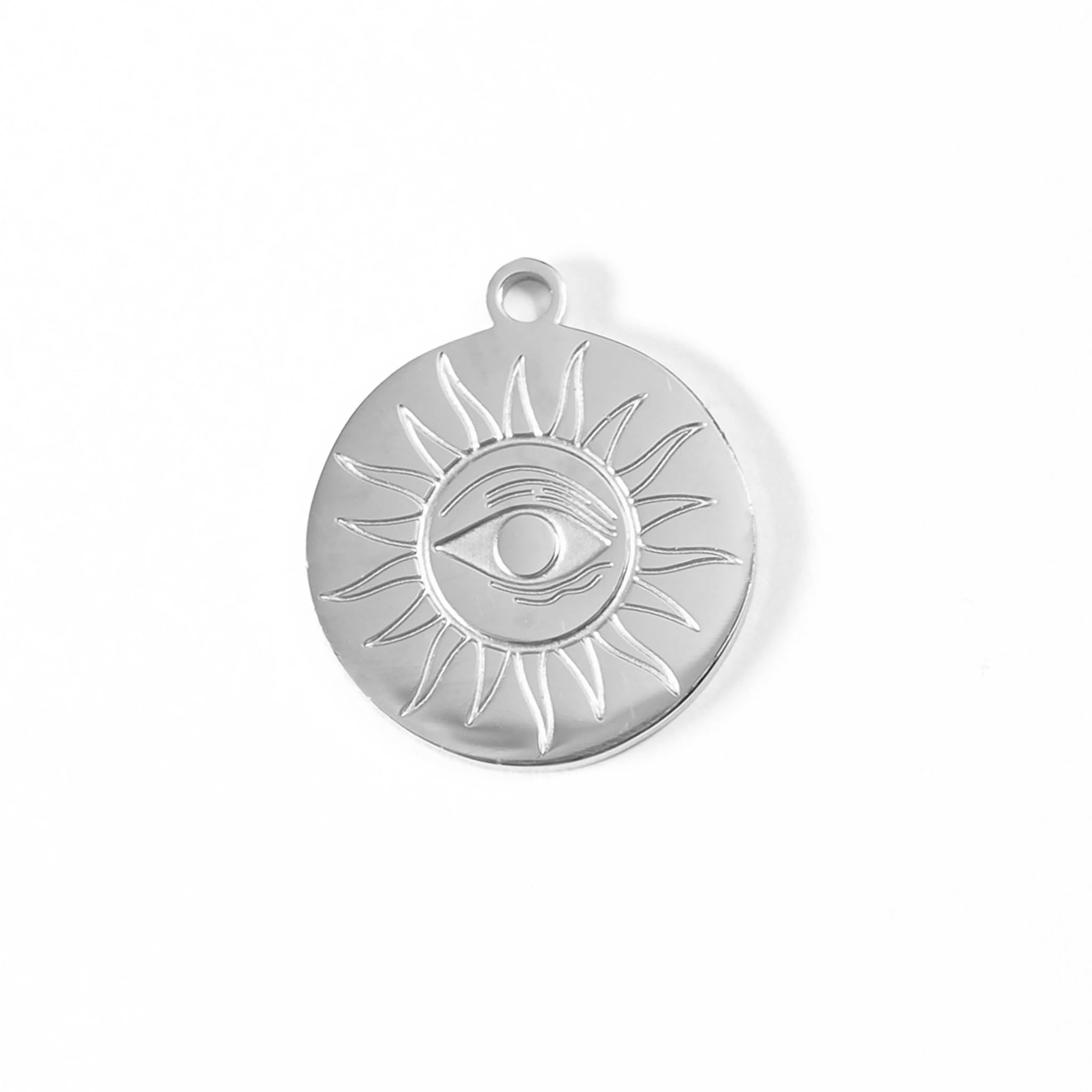 18K Gold PVD Stainless Steel Circle Sun Evil Eye Charm / PDL0002、mySite、dreamappss