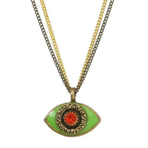 Michal Golan Green and Red Evil Eye Double Strand Necklace、mySite、topwebapps