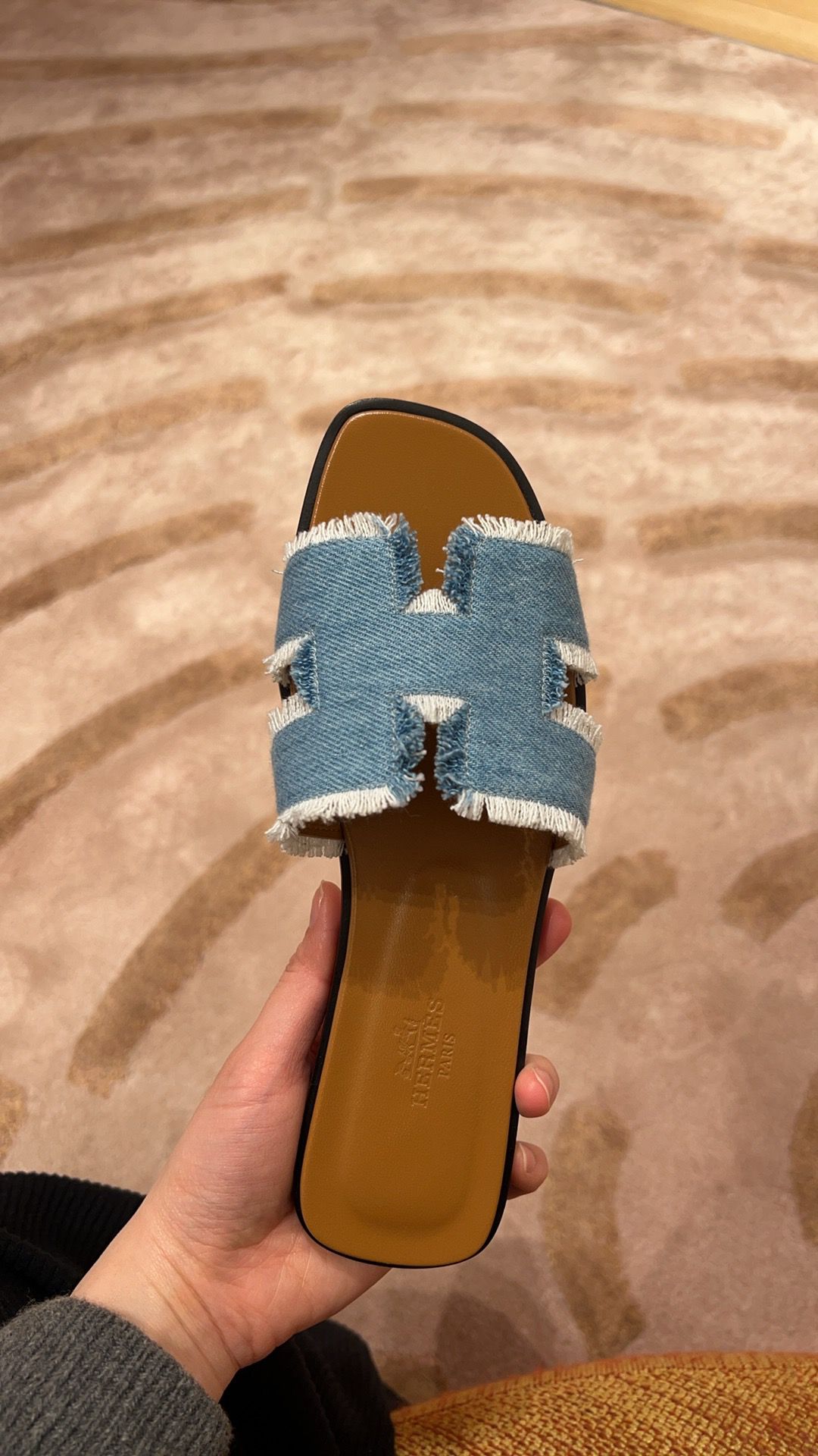 Hermès Oran Sandals Fringed Denim、mySite、garminoutage.com