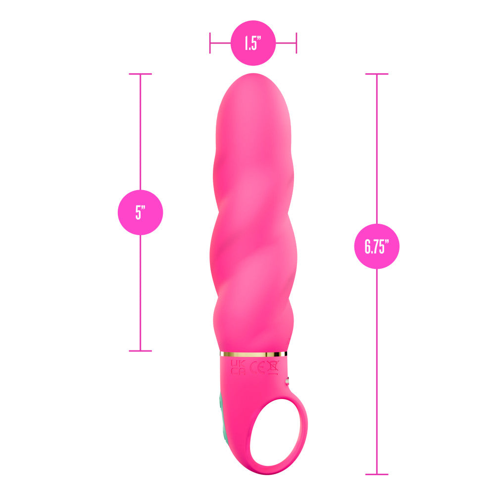 Aria by Blush® | Amazing AF 6 Inch Spiral Silicone Vibrator – Rechargeable Clitoral & G-Spot Stimulator – In Pink、mySite、bottomscart