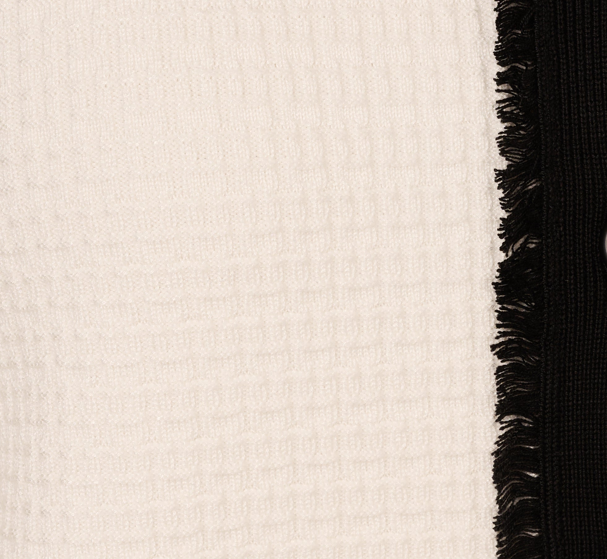 Waffle Knit Fringe Trim Cardigan In Ivory Black、mySite、solidvoid
