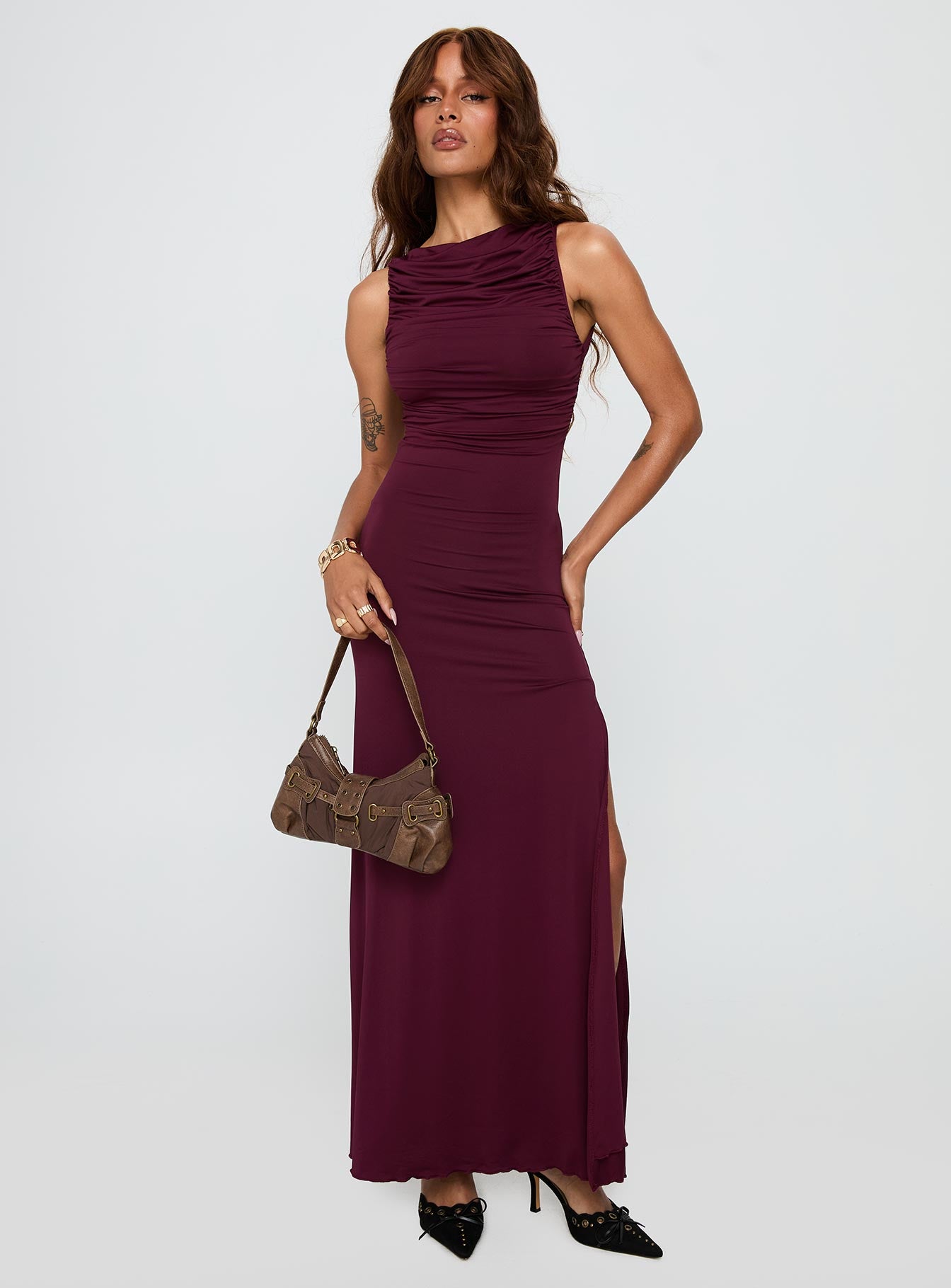 Undeniable Cut Out Maxi Dress Plum、mySite、solidvoid