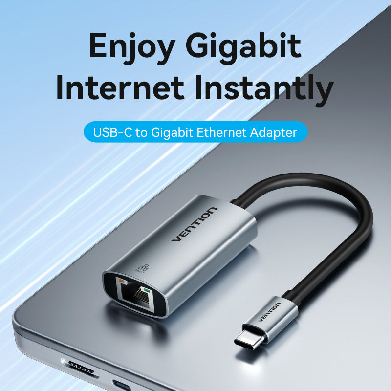Vention USB-C to Gigabit Ethernet Adapter 0.15M Gray Aluminum Alloy Type、mySite、fannypackpong