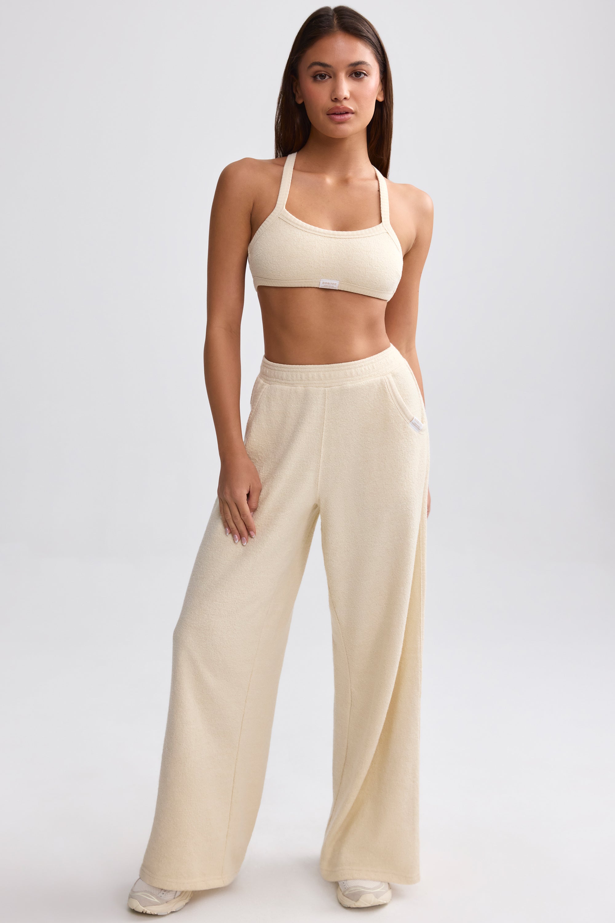 Petite Terry Towelling Wide-Leg Joggers in Cream、mySite、solidvoid