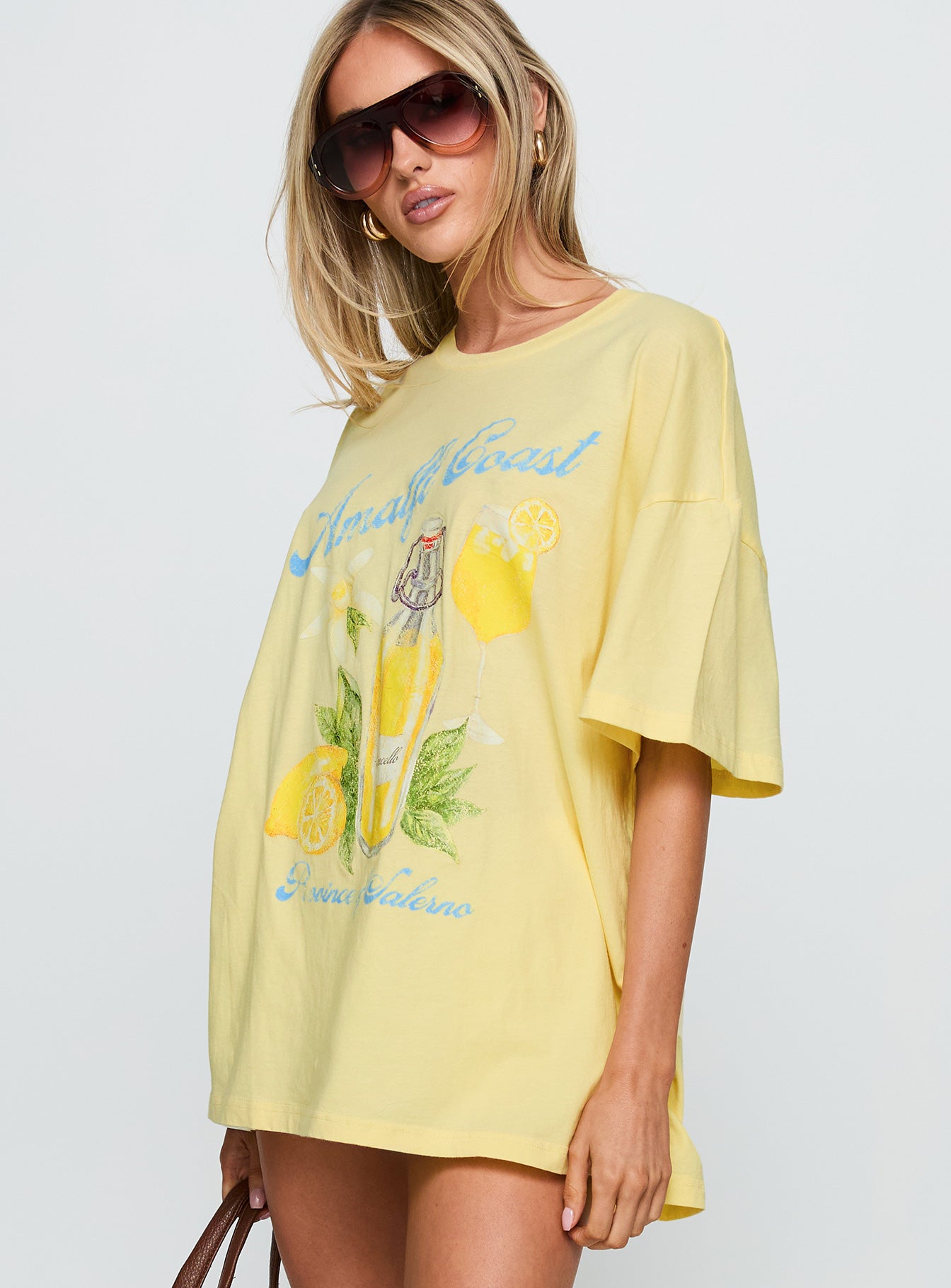 Amalfi Coast Oversized Graphic Tee Pastel Yellow、mySite、solidvoid