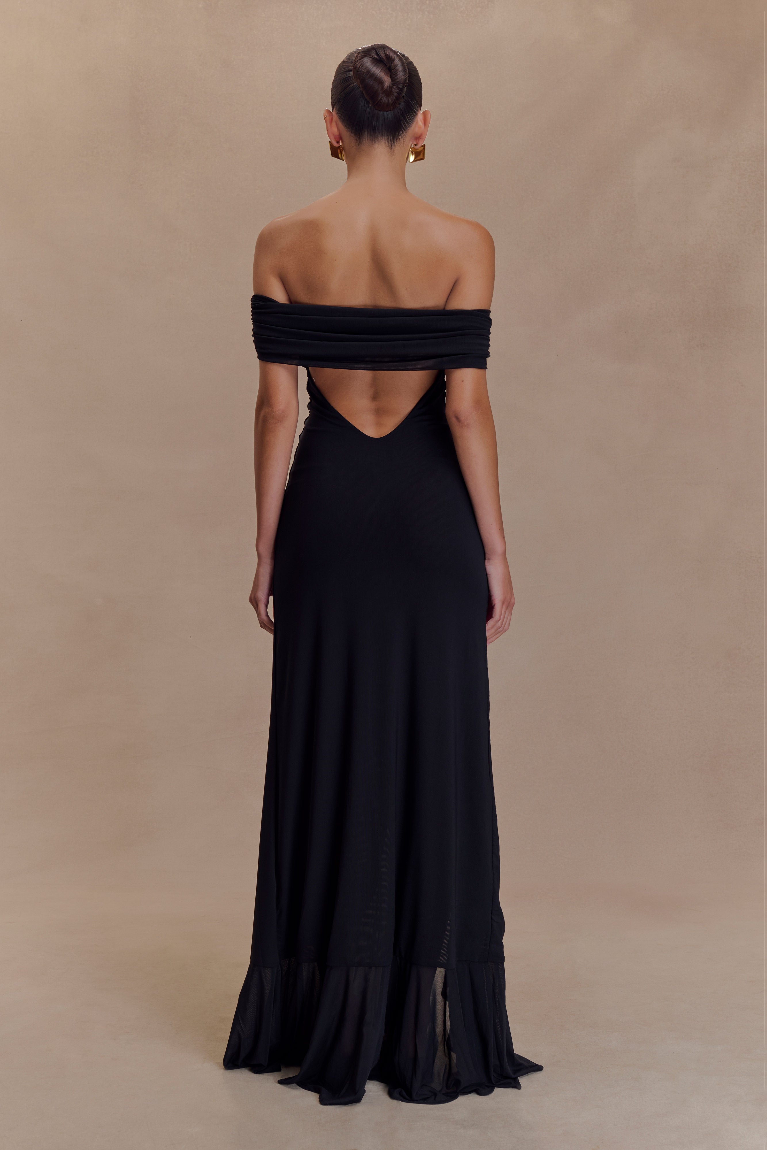 Audrey Off Shoulder Mesh Maxi Dress - Black、mySite、solidvoid