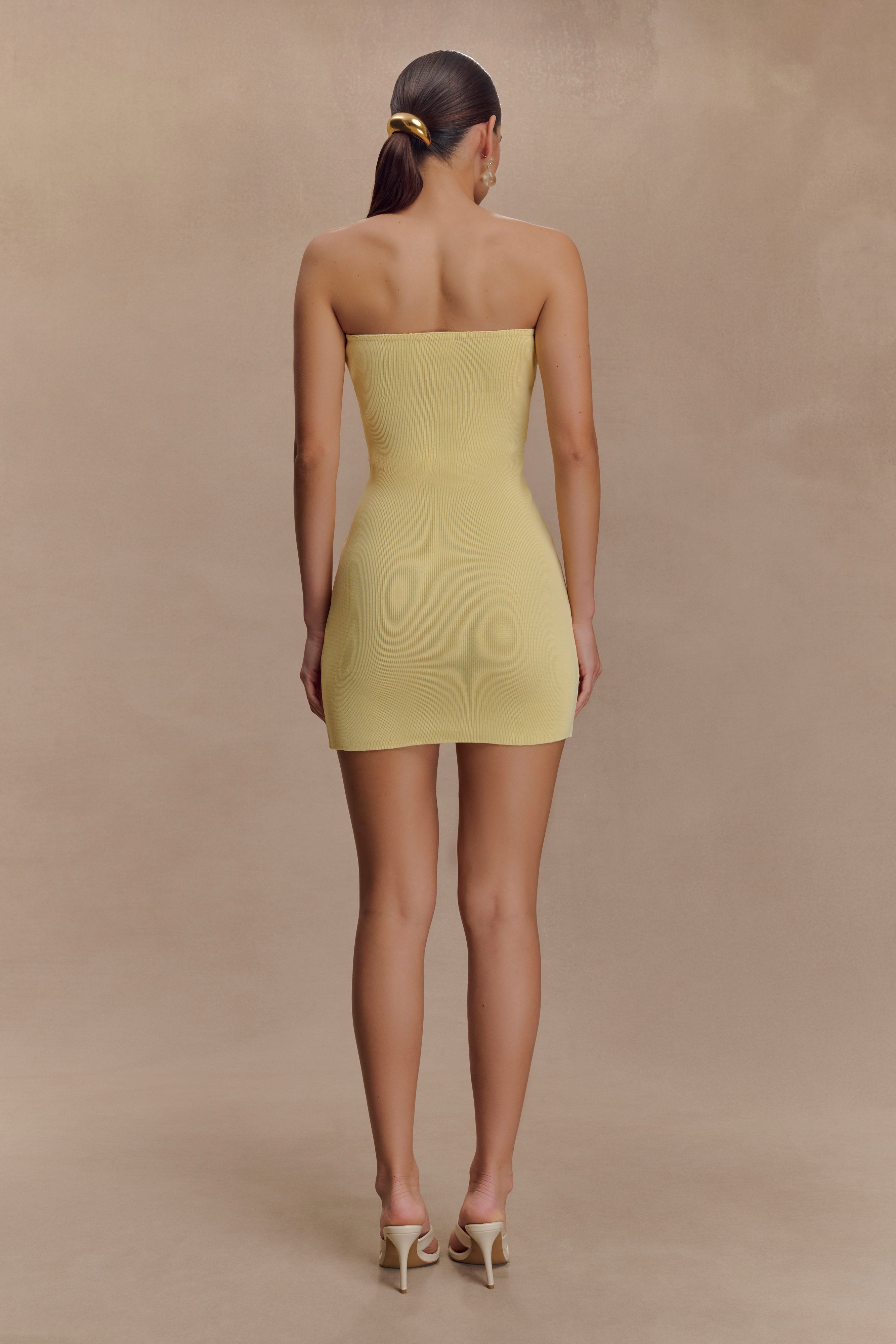 Rian Strapless Knit Mini Dress - Lemon、mySite、solidvoid