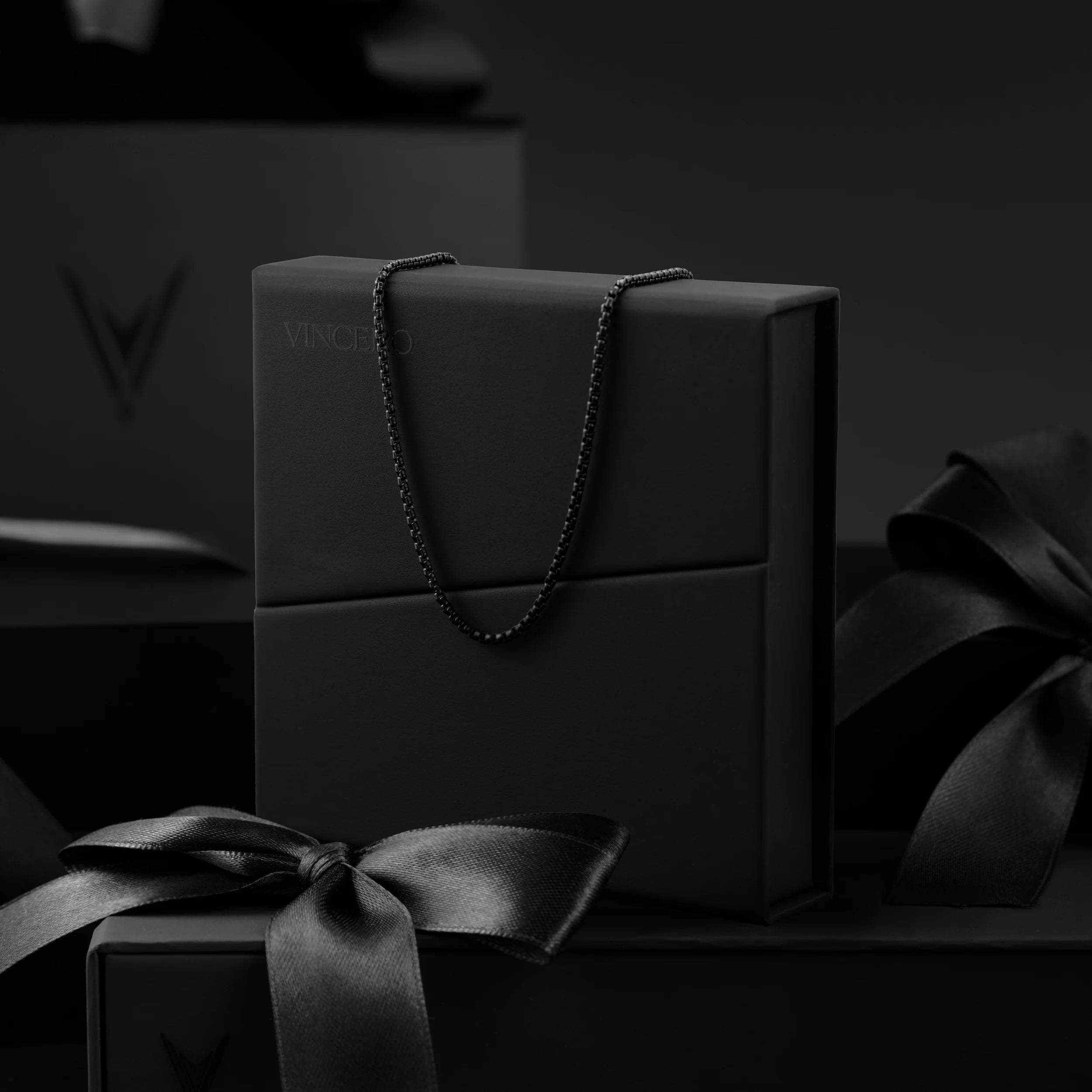  Box Chain Necklace, 2MM - Black