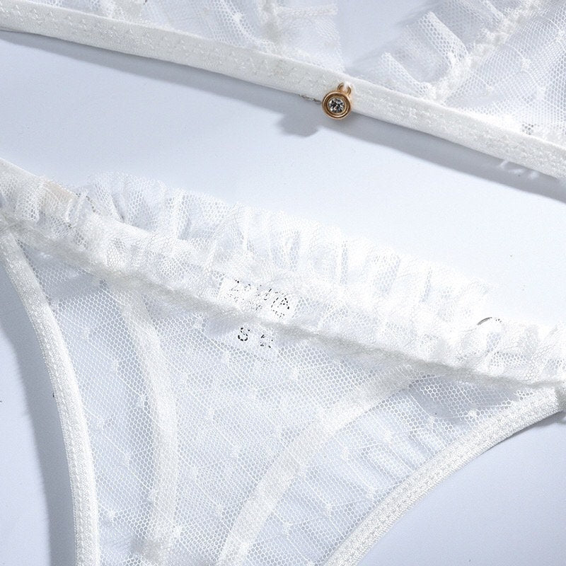 Simple White Triangle Bralette & Thong Set、mySite、bengalsvssteelers