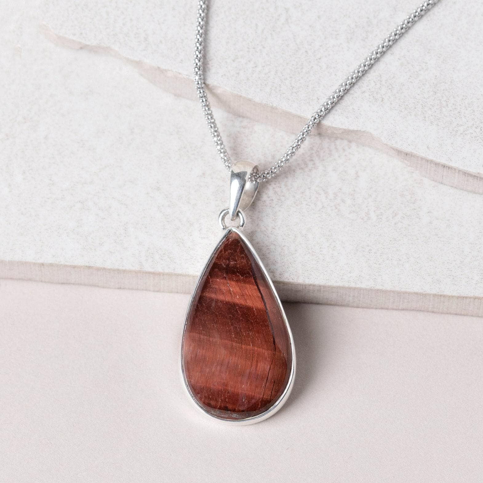 Red Tiger Eye Teardrop Pendant Necklace、mySite、hinf8tx79