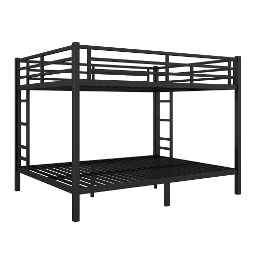 Metal Queen over Queen Bunk Bed for Teens and Adults,Space-Saving/Noise Reduced/No Box Spring Needed, Black、、casual
