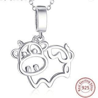 Silver Cow Necklace, Bovine Love at First Sight! 925 Sterling Silver、mySite、g9winljtr
