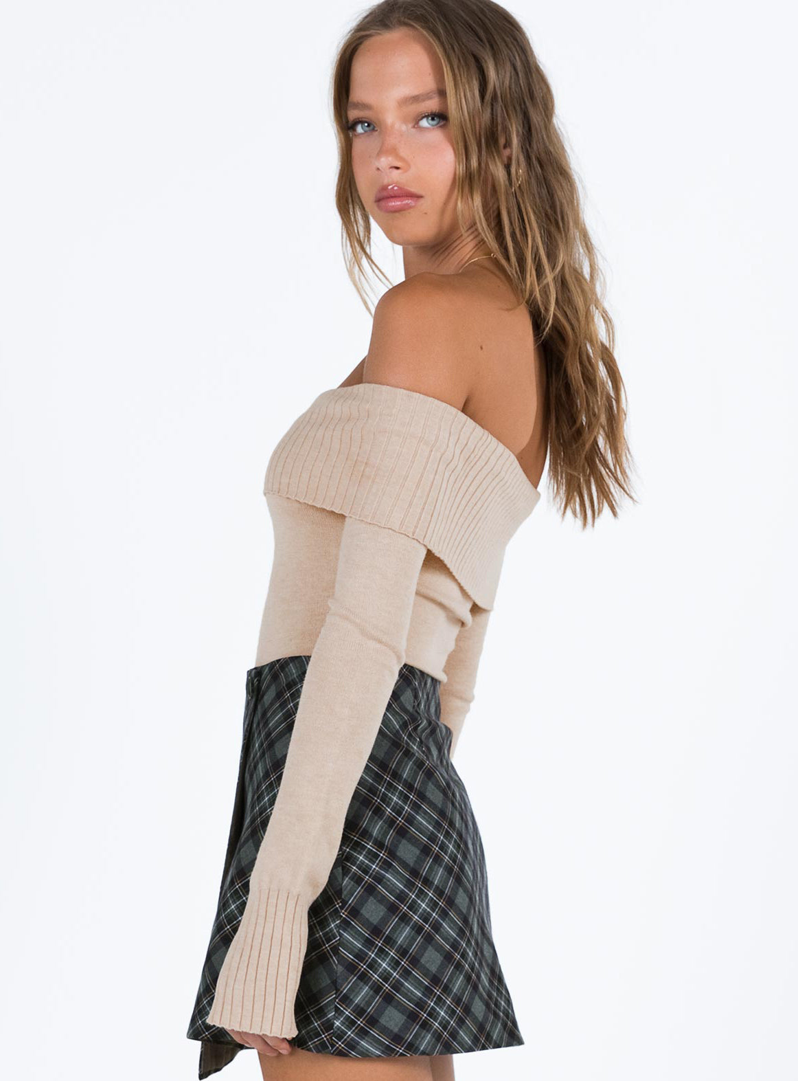 Savani Off The Shoulder Bodysuit Beige、mySite、solidvoid