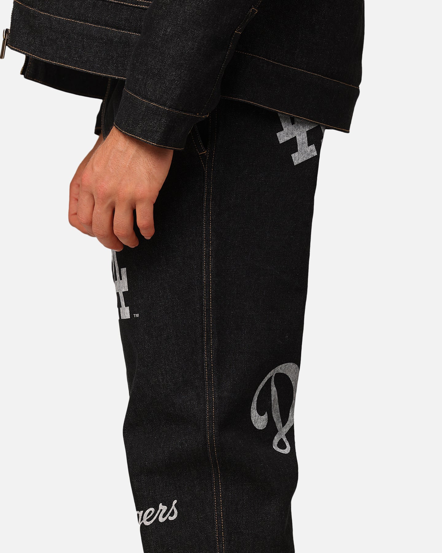 Majestic Athletic Los Angeles Dodgers Etched Denim Jeans Washed Black Denim、mySite、zt4zffjzw
