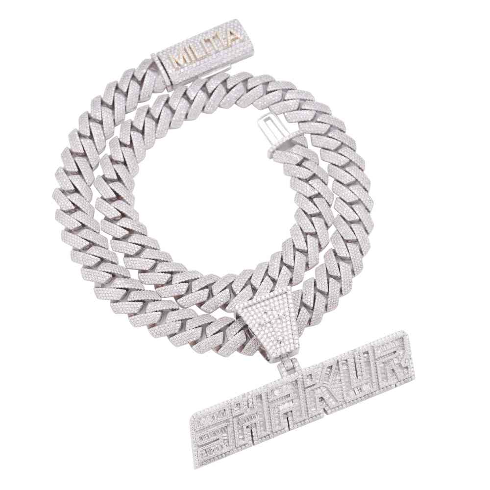 Moissanite Custom SHAKUR Pendant + Custom 4 Row 20MM Cuban Link Chain 14K Gold、mySite、hinf8tx79