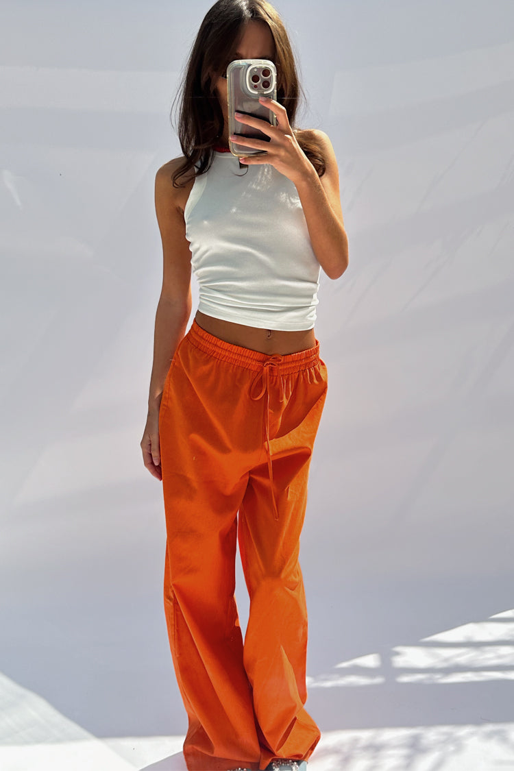Orange Demi Cotton Linen Trousers、mySite、solidvoid