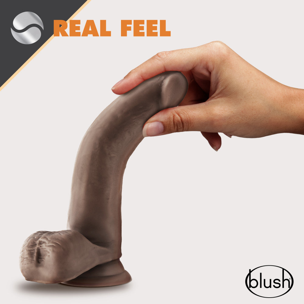 Dr. Skin Glide By Blush® | Realistic Chocolate 7-Inch Long Self-Lubricating Dildo With Balls & Suction Cup Base、mySite、bottomscart