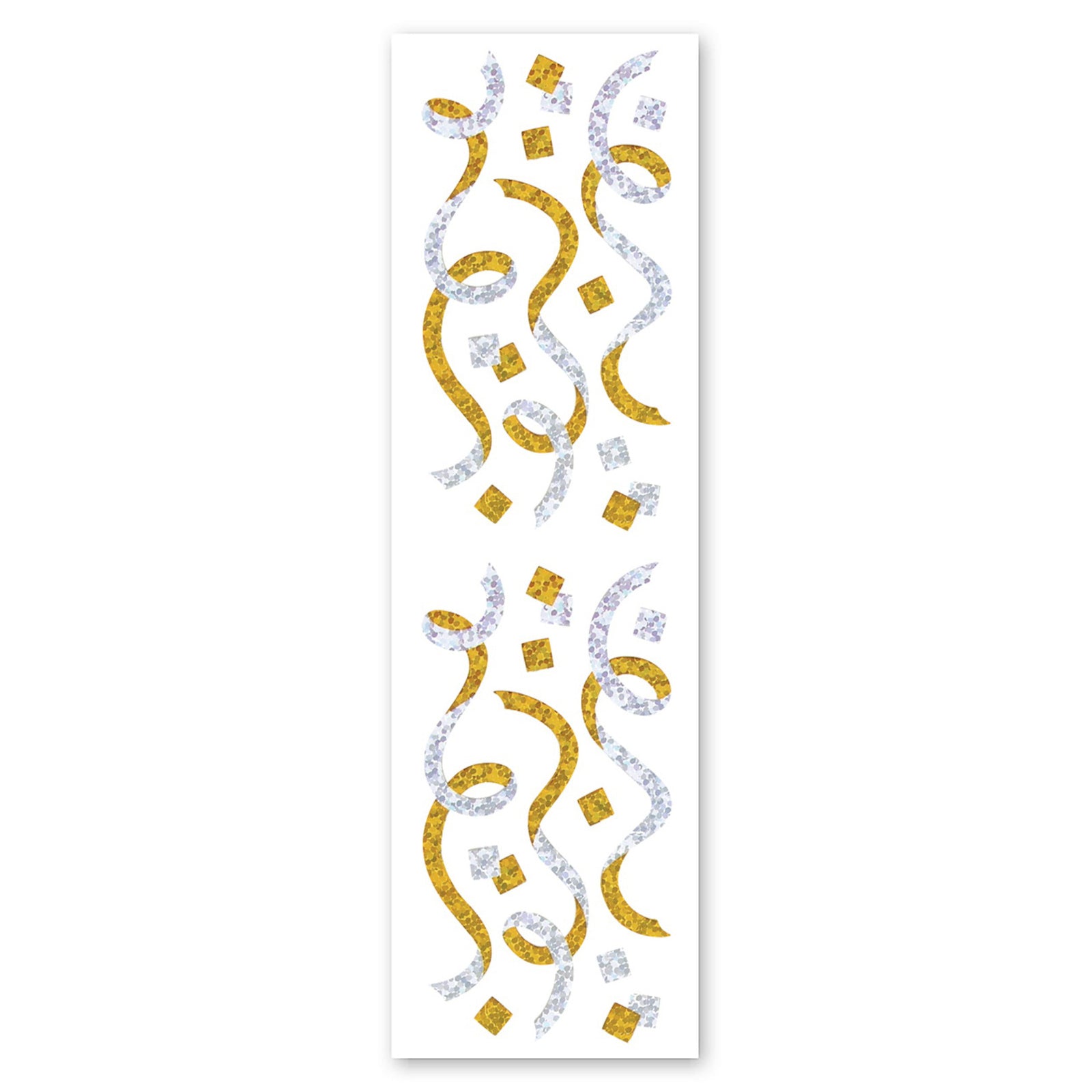  Streamers & Confetti Sparkly Prismatic Stickers, Gold & Silver - Packaged、mySite、ghnorth