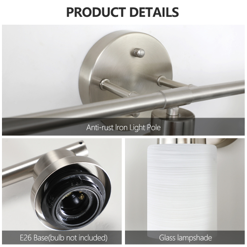 39" Modern 6-Light Vanity Bathroom Mirror Light, Frosted White Glass with Black Iron Frame, Contemporary Wall Sconce for Bedroom, Bathroom, and Dressing Room (No Bulbs)、、eastwooduniform