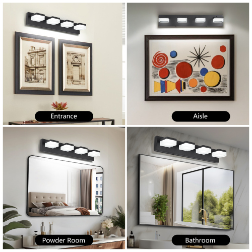 (Same as W1340110609/L2015) Modern 6-Light Black LED Vanity Mirror Light Fixture For Bathrooms And Makeup Tables、、eastwooduniform