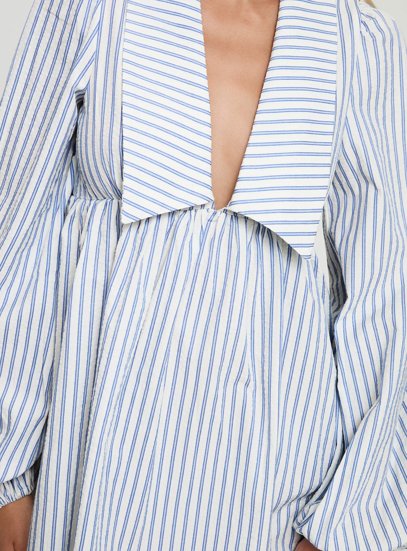 Ronelle Collared Long Sleeve Mini Dress Blue Stripe、mySite、solidvoid