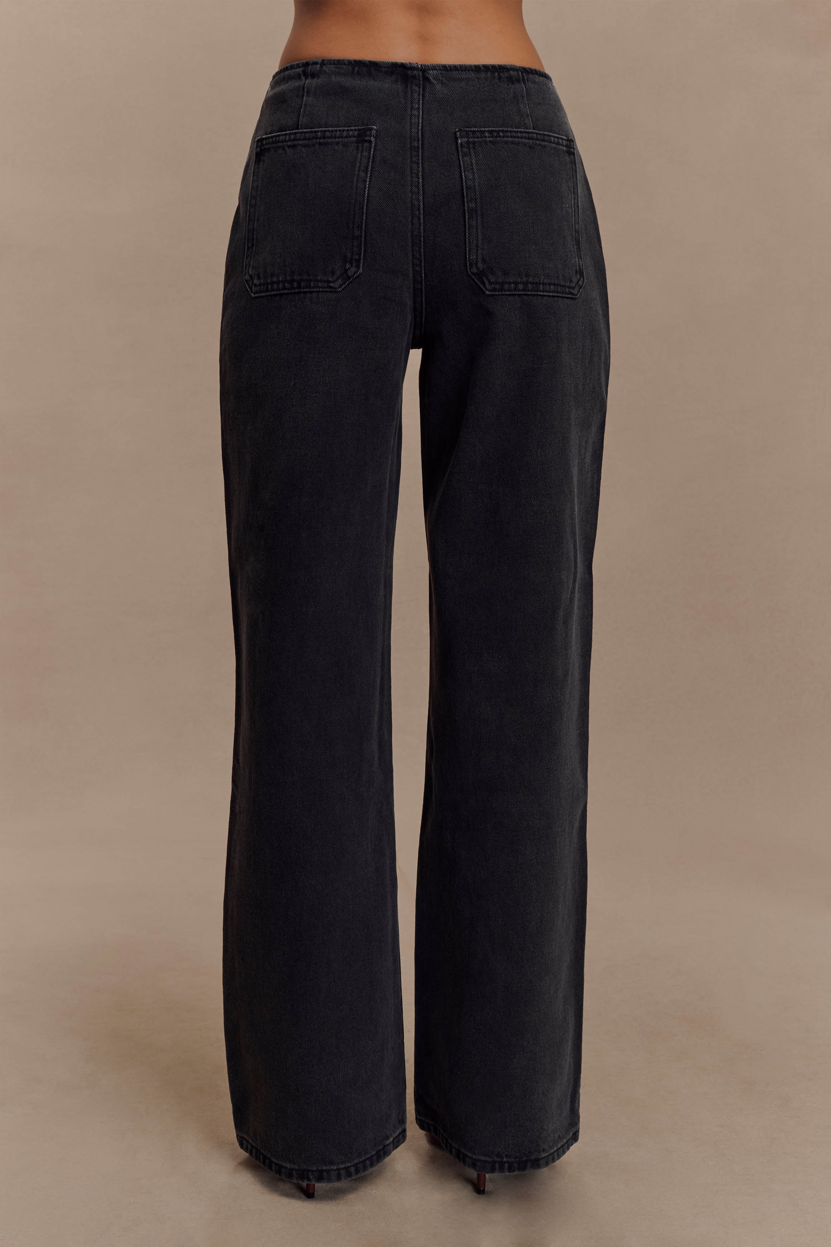 Caitlin Mid Rise Denim Flare Jeans - Washed Black、mySite、solidvoid