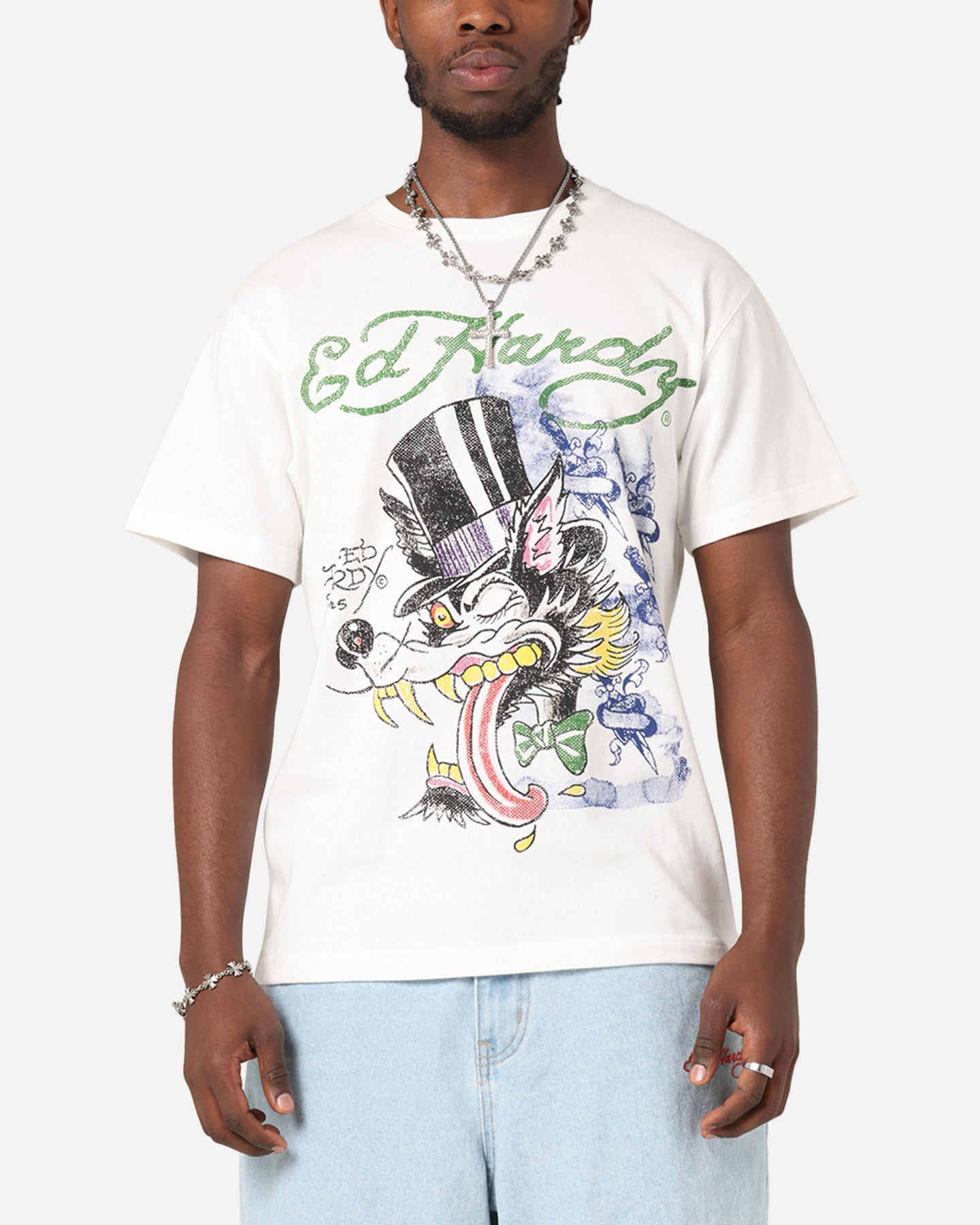 Ed Hardy Wolf Vintage T-Shirt Off White、mySite、zt4zffjzw
