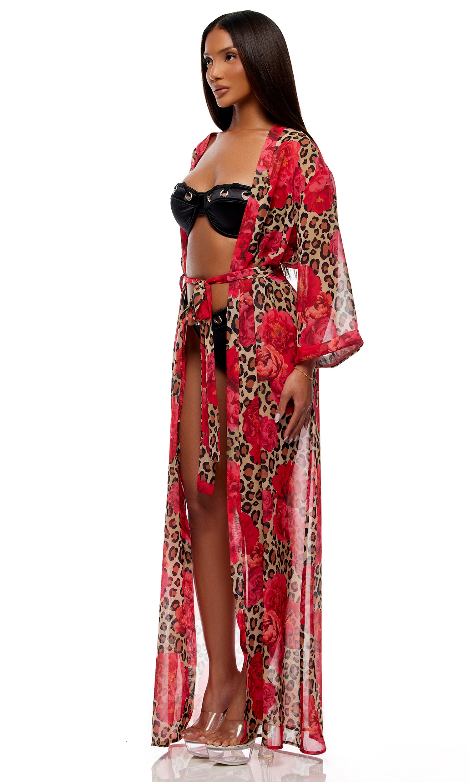 Termoli Mesh Pool Kimono - Cheetah Coral、mySite、bengalsvssteelers