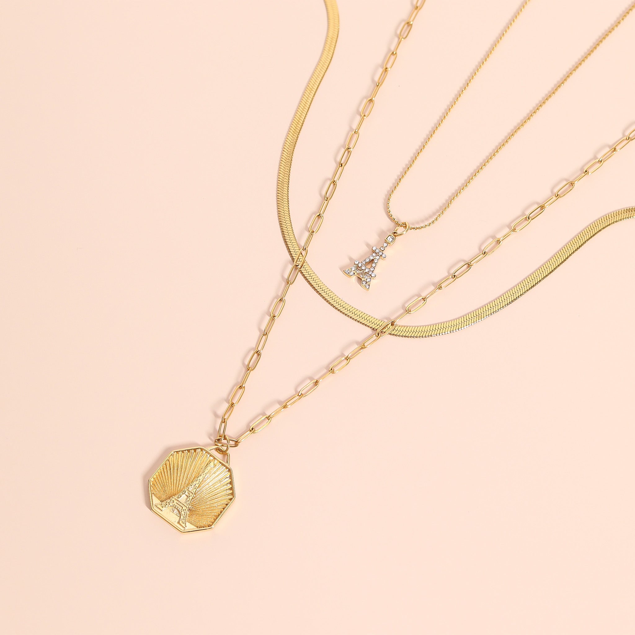 18K Gold PVD Stainless Steel and Clear Stone Eiffel Tower Charm / PDL0235、mySite、dreamappss