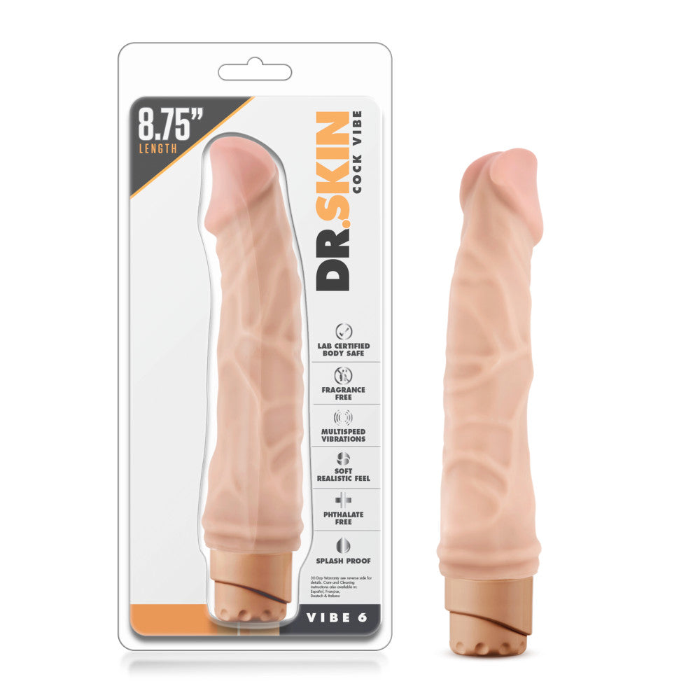 Dr. Skin By Blush® | Cock Vibe 6 Realistic Beige 9-Inch Long Vibrating Dildo、mySite、bottomscart