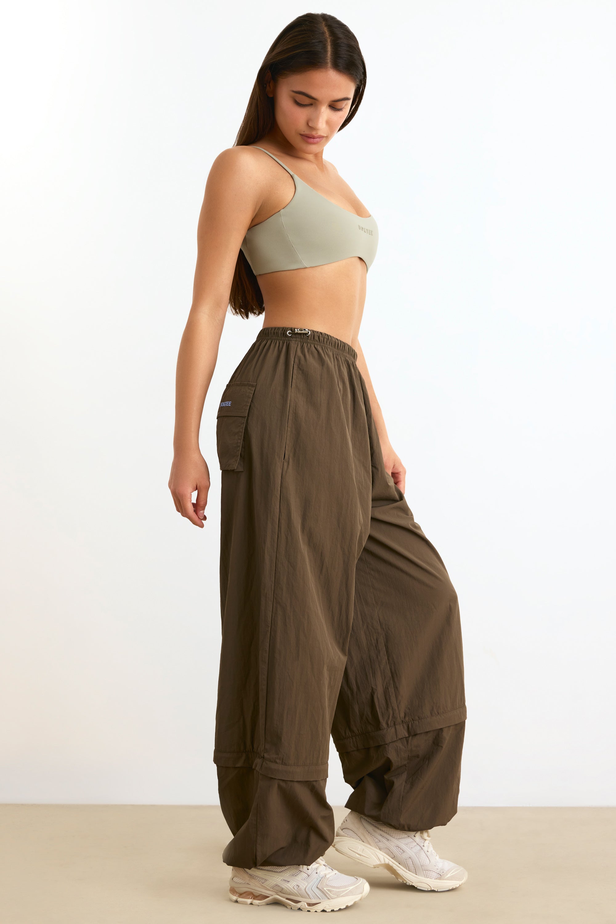 Convertible Wide Leg Track Pants in Espresso、mySite、solidvoid