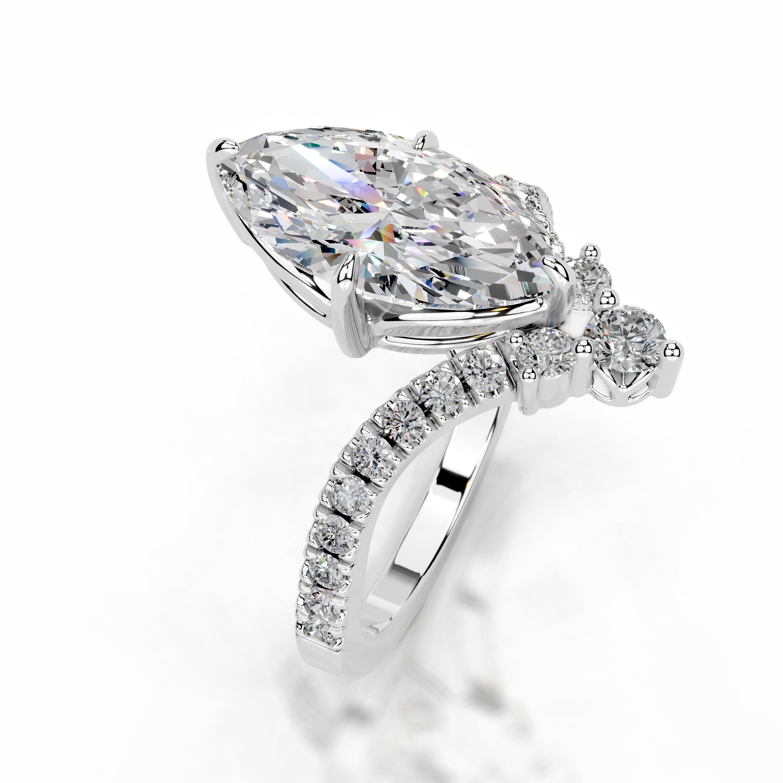 Tia Moissanite & Diamond Ring - 18K White Gold、mySite、hinf8tx79