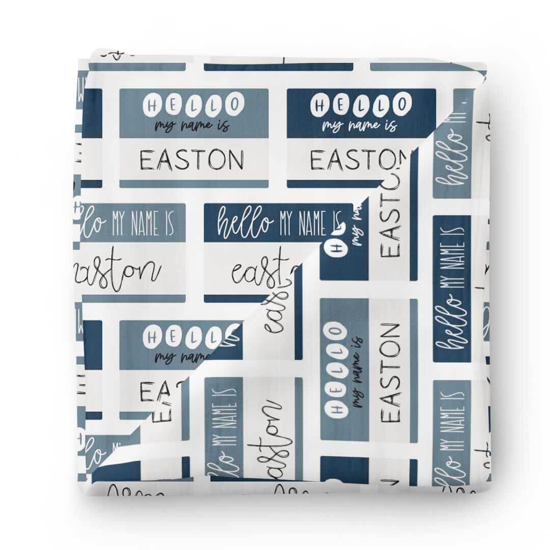  Hello My Name Is Personalized Swaddle Blanket BLUES、mySite、layawaytickets