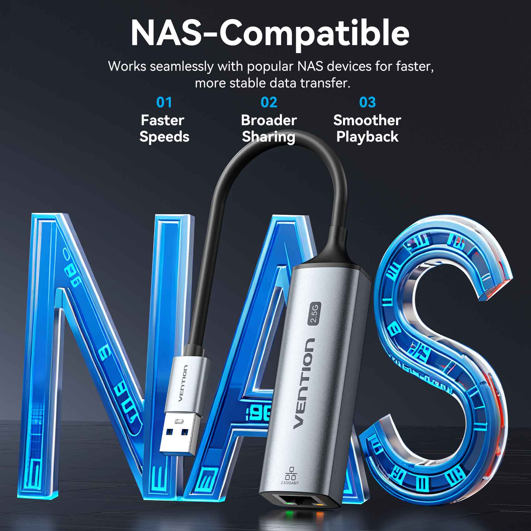 Vention USB-A to 2.5G Ethernet Adapter、mySite、fannypackpong