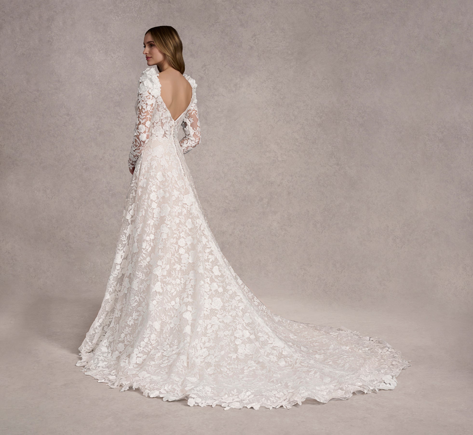 Allover Lace Long Sleeves In Ivory/Almond In Ivory Almond、mySite、solidvoid