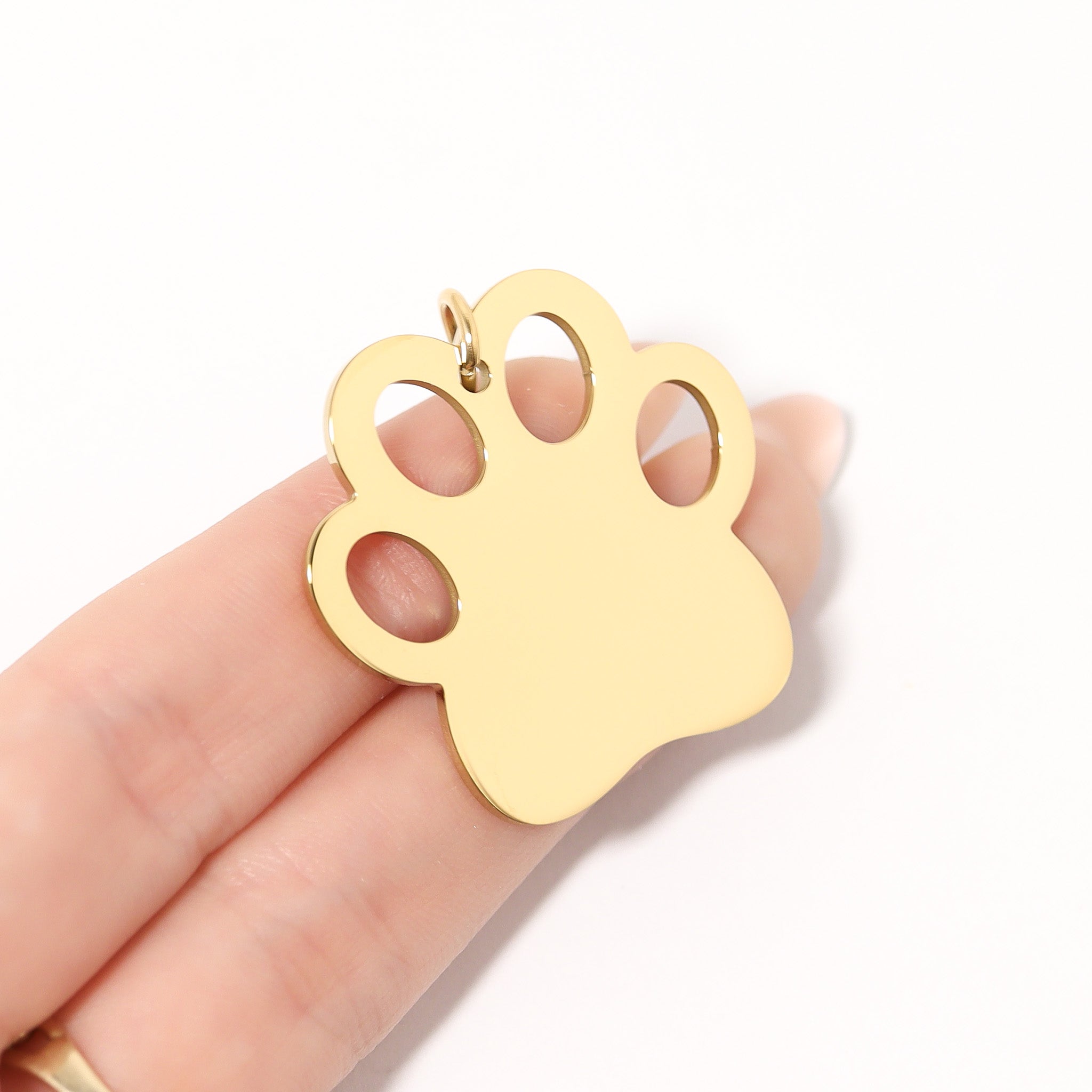 18K Gold PVD Stainless Steel Dog Paw Blank Pet Tag / PDL0166、mySite、dreamappss