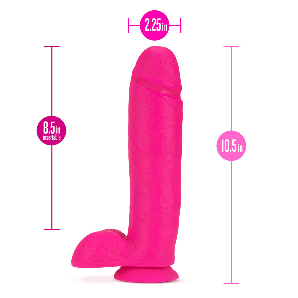 Neo By Blush® | Realistic Neon Pink 10.5-Inch Long Dildo With Balls & Suction Cup Base、mySite、bottomscart