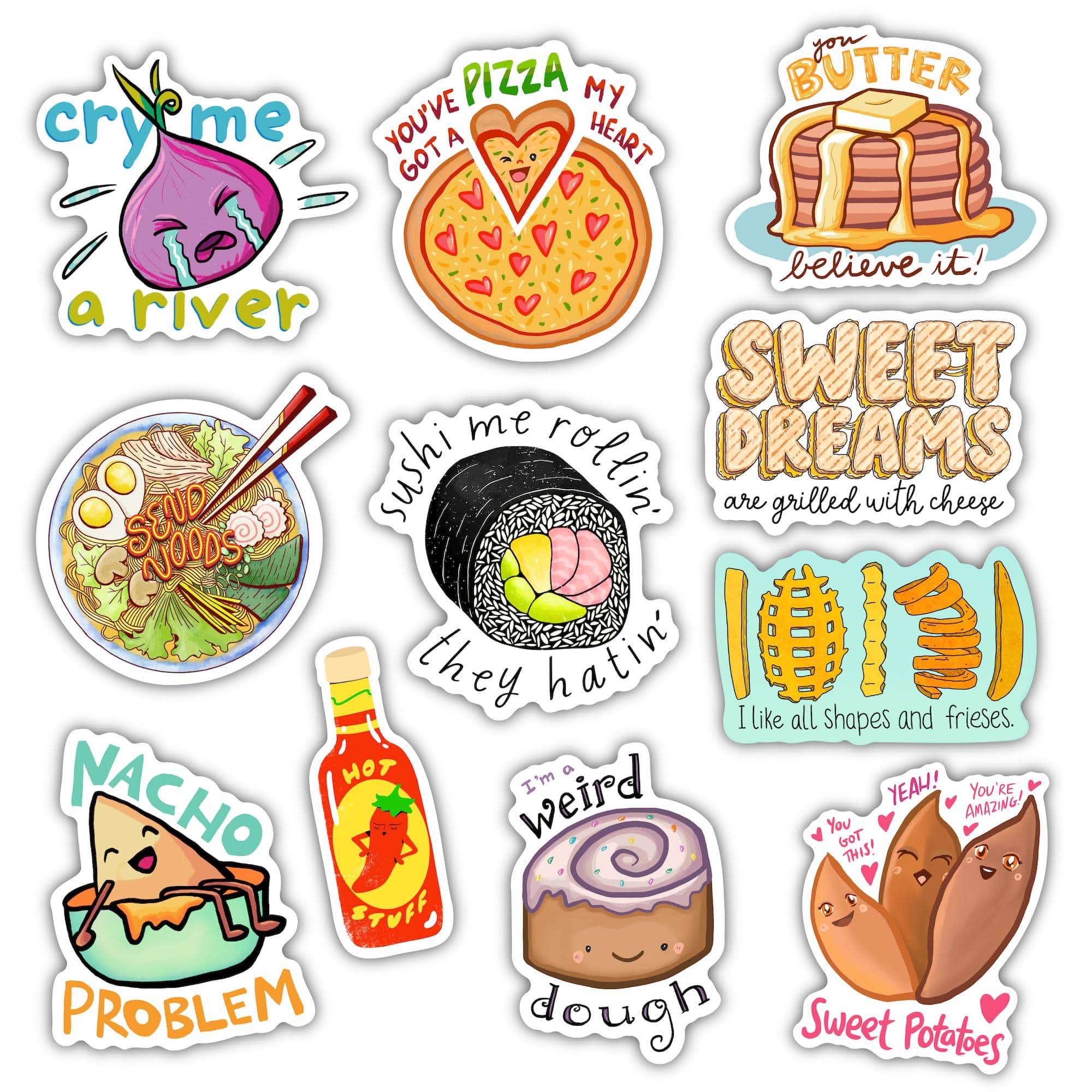  Food Pun Stickers 11 Pack、mySite、elrpsem3k
