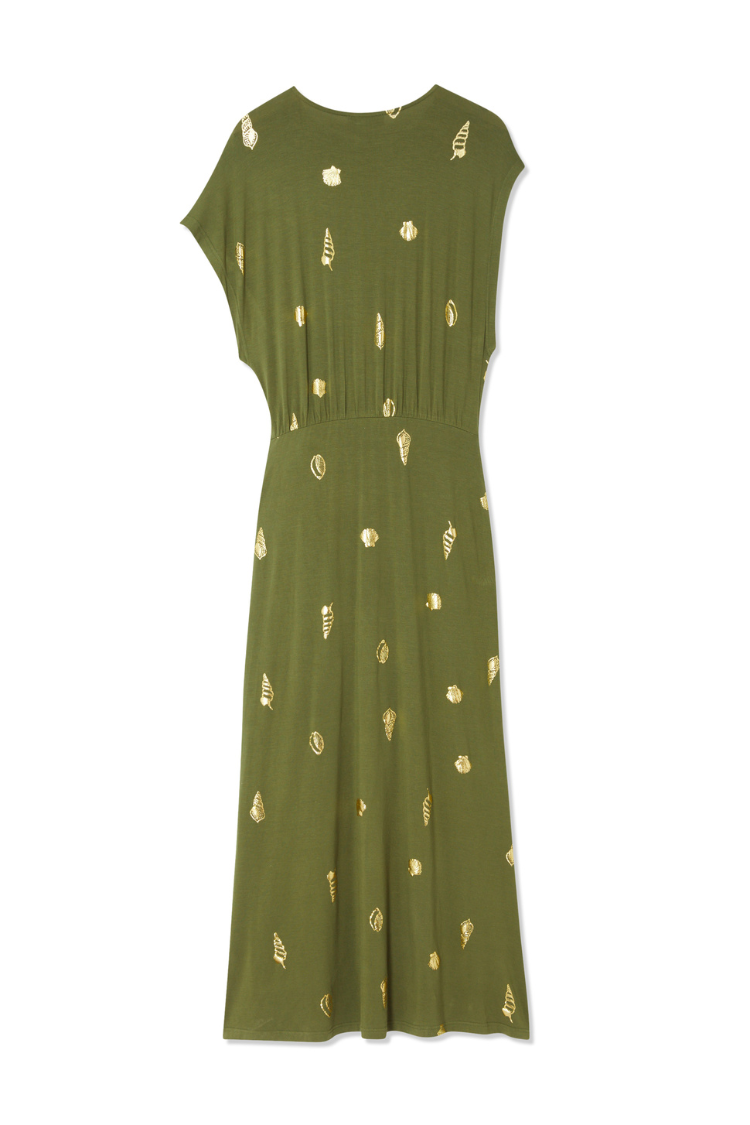 Khaki Shell Midi Dress、mySite、solidvoid