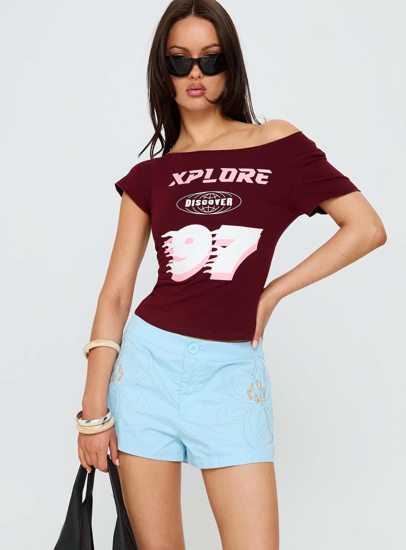 Leleia Embroidered Shorts Blue、mySite、solidvoid