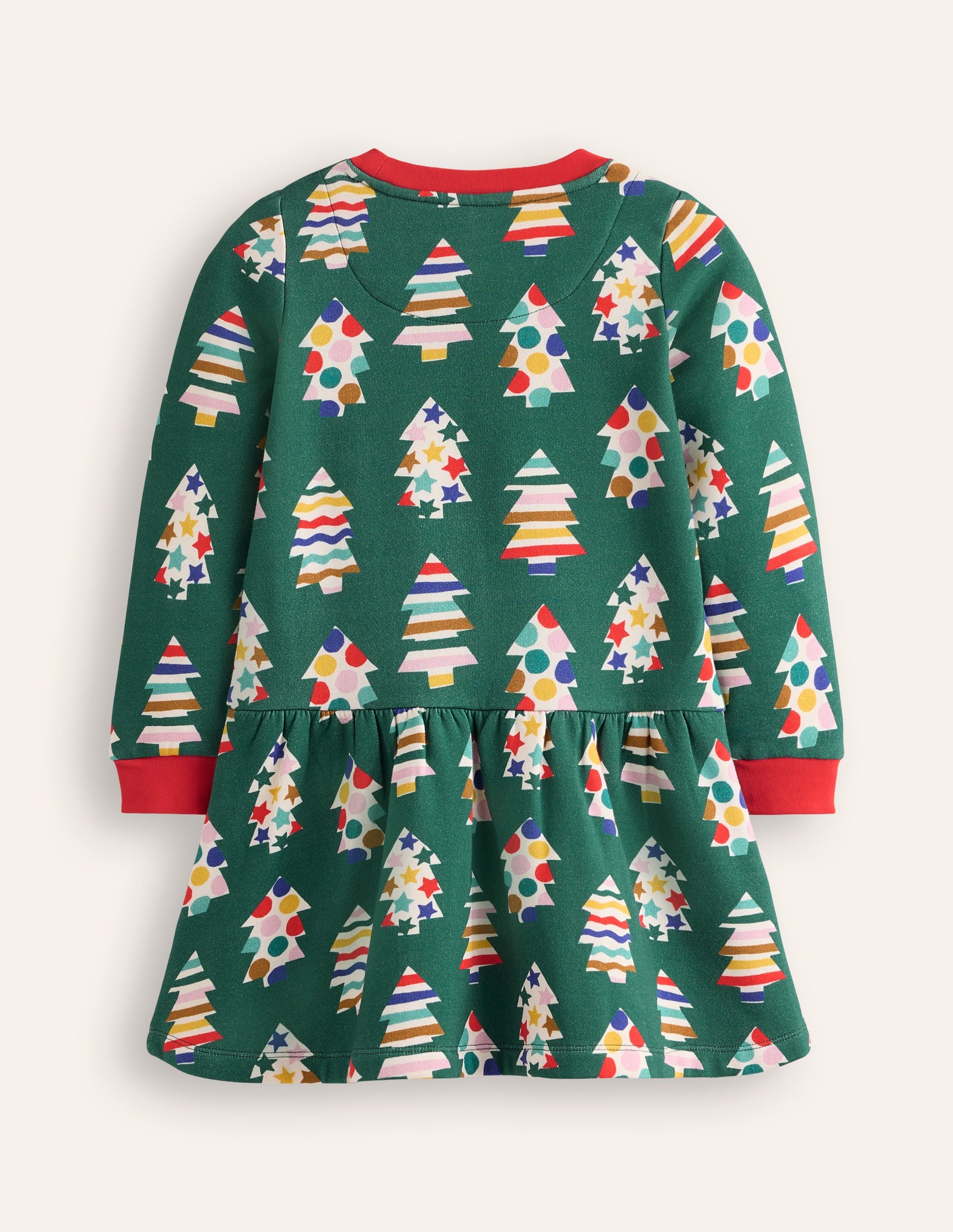  Cosy Printed Sweatshirt Dress-Jewel Green Christmas Trees、mySite、ashleygrahame