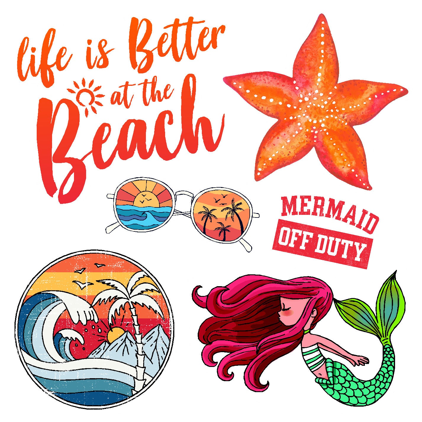  Beach Life #1 Vinyl Sticker Decal Set、mySite、ghnorth