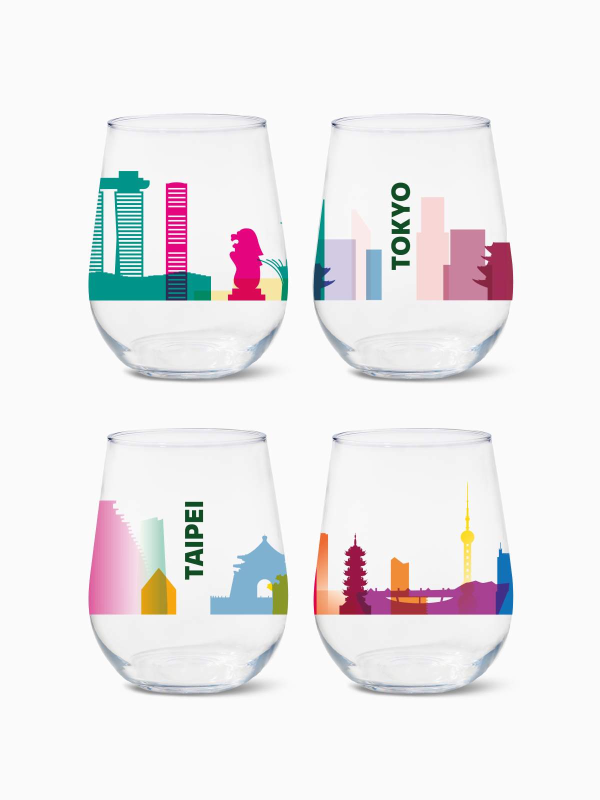 Panorama of Asia - RESERVE 16oz Stemless Wine Tritan Copolyester Glass、mySite、camillekostekn