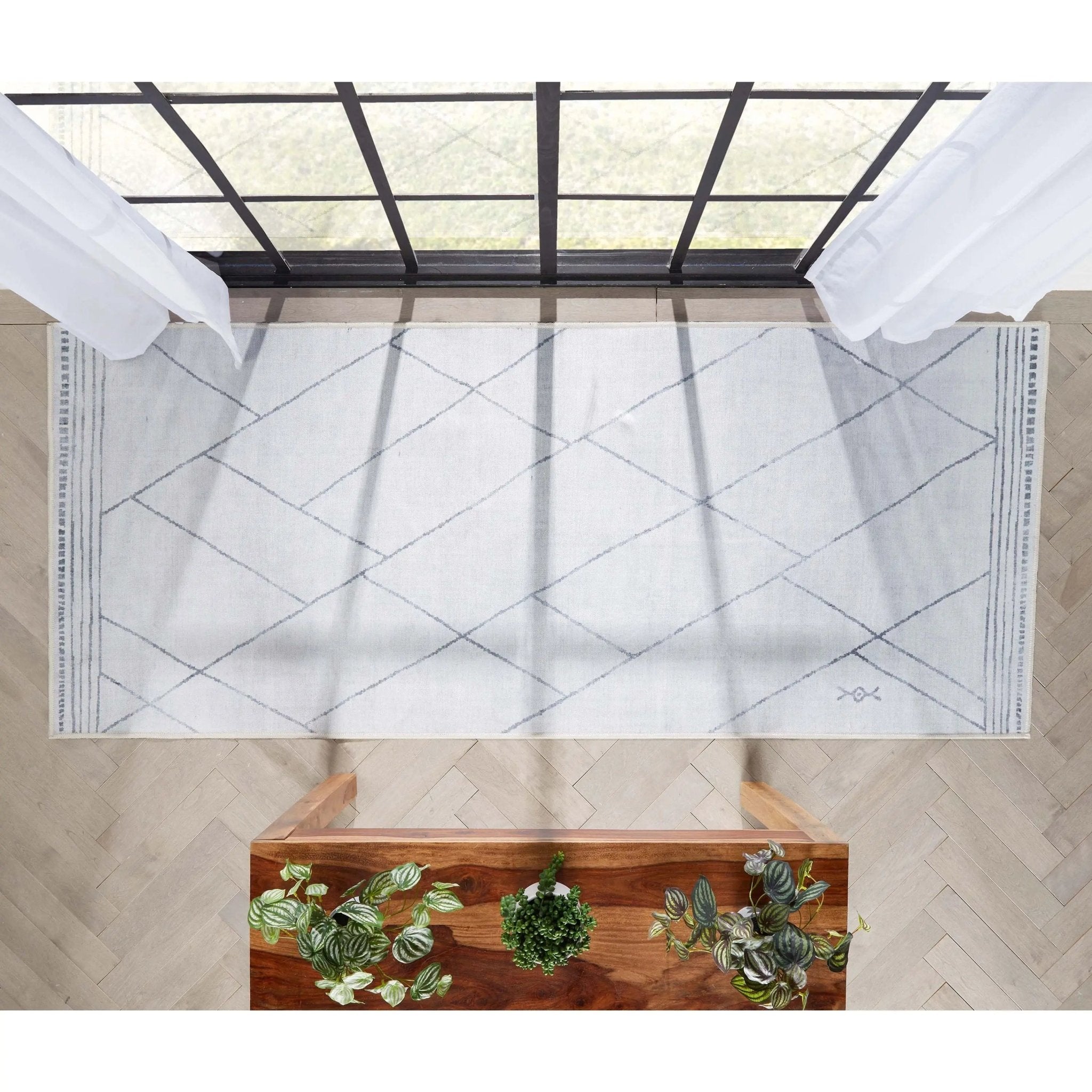 Bryn Moroccan Lattice Trellis Ivory Grey Area Flat-Weave Rug、mySite、gigharbornorthrealestate