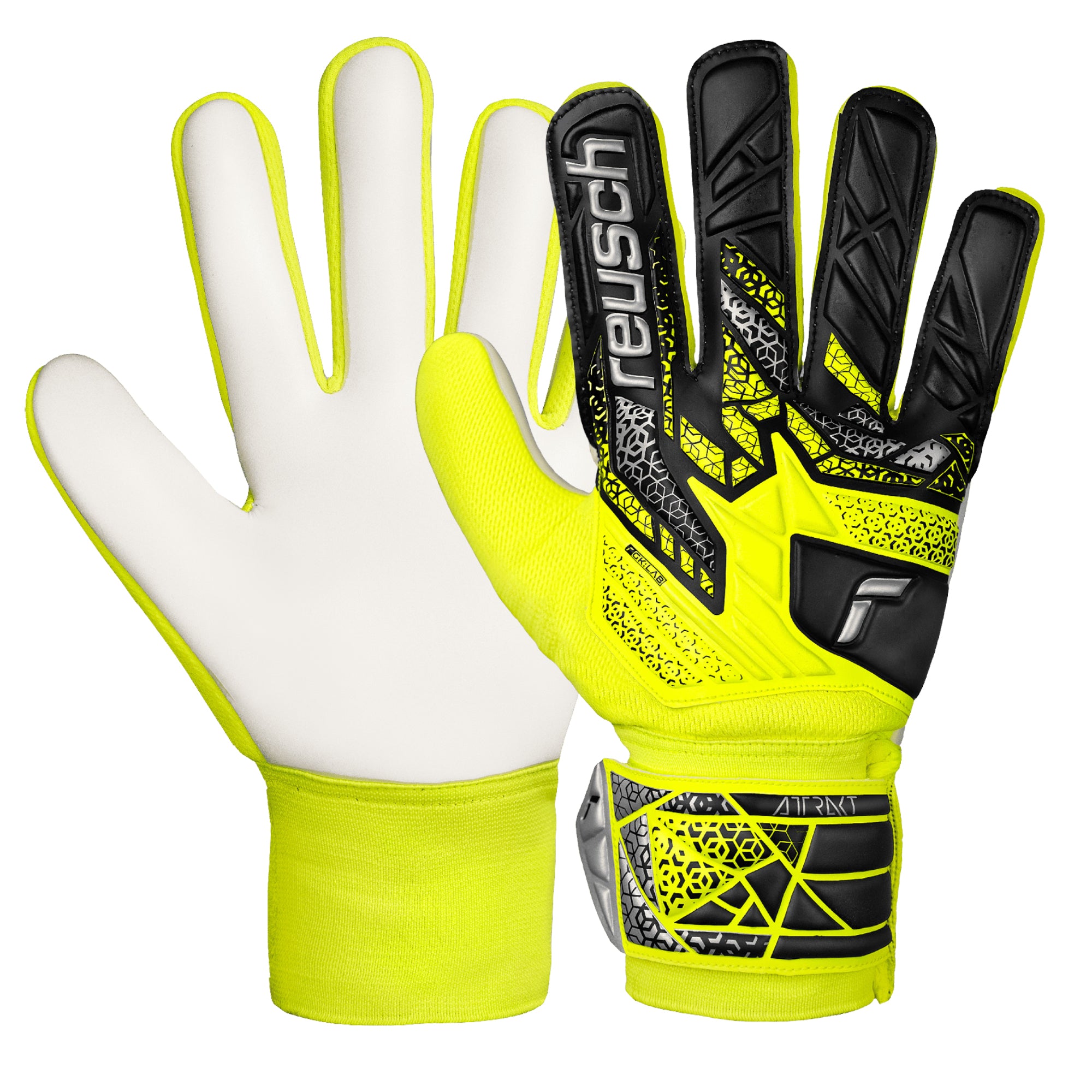 Reusch Men's Attrakt Solid Fingersave Goalkeeper Gloves Volt/Black/Silver、mySite、bottomscart