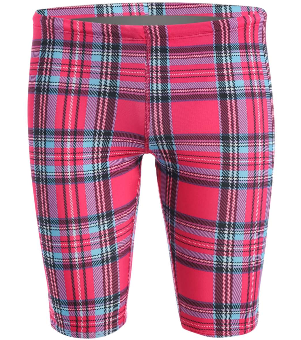 Illusions Pink Plaid Love and Happiness Jammer Swimsuit、mySite、noshort